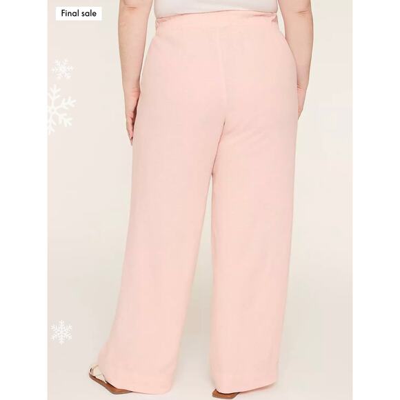 NWT Lane Bryant Linen Blend Wide Leg Pull-On Pants 20 Peach Pink Casual Beachy - Picture 3 of 11